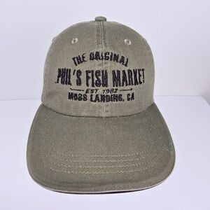 Phil’s Fish Market Embroidered Olive Green Hat Cap Adjustable Strap
